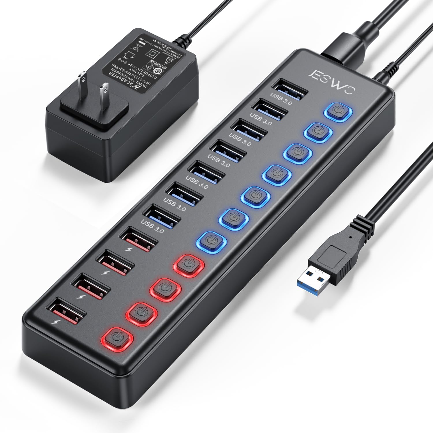 Amazon | JESWO USBハブ 電源付き USB3.0ハブ 7ポートの 拡張+ 4 Amazon | JESWO USBハブ 電源付き USB3.0ハブ 7ポートの 拡張+ 4